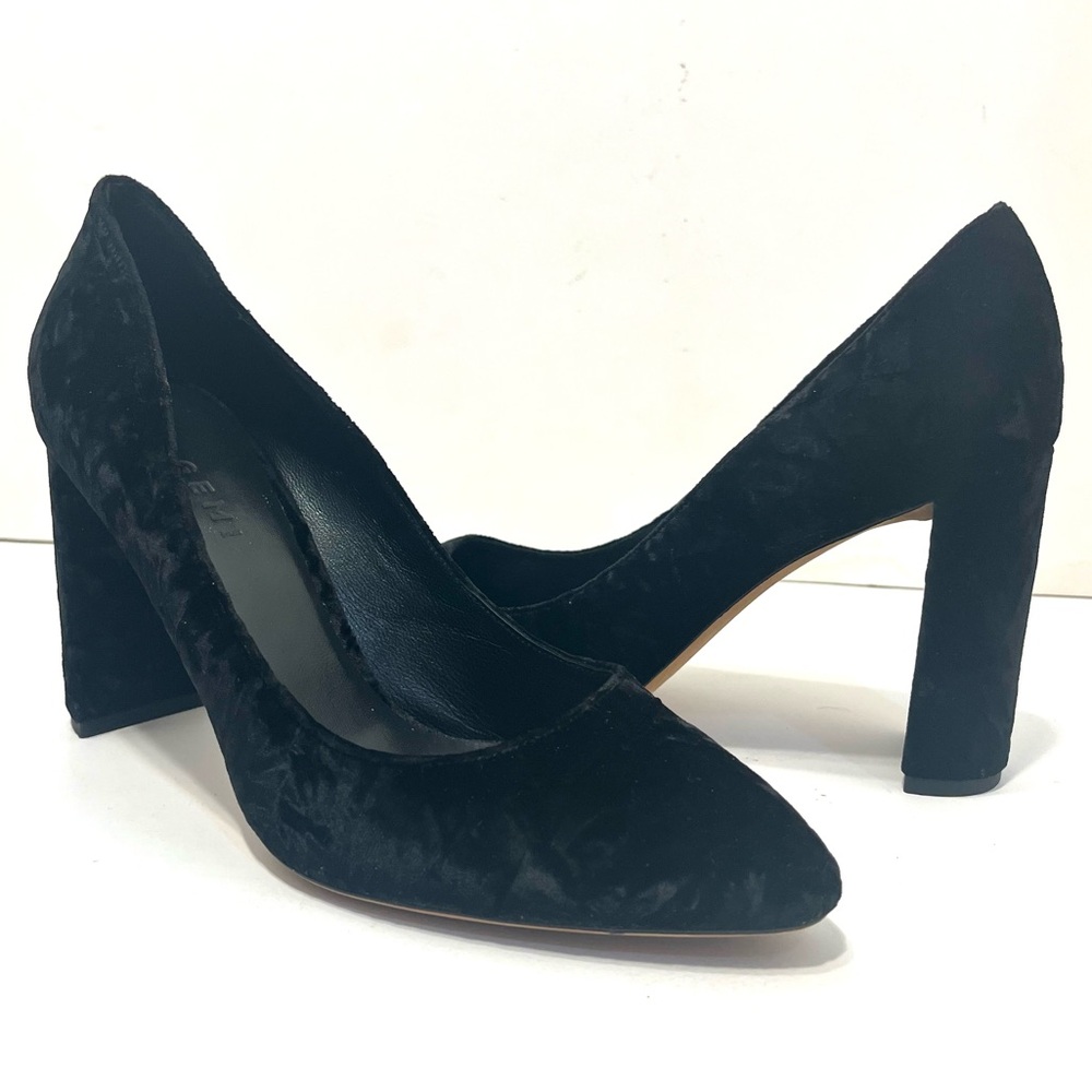 M.GEMI Black Crushed Velvet Slip On Heels Pumps 40 1/2